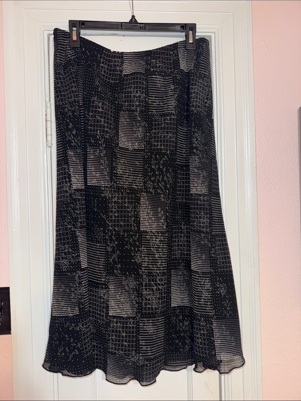 Reversible Black Patterned A-Line Women's Skirt